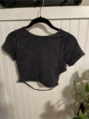 Sincerely Jules Washed Black Short Sleeve Crop Top